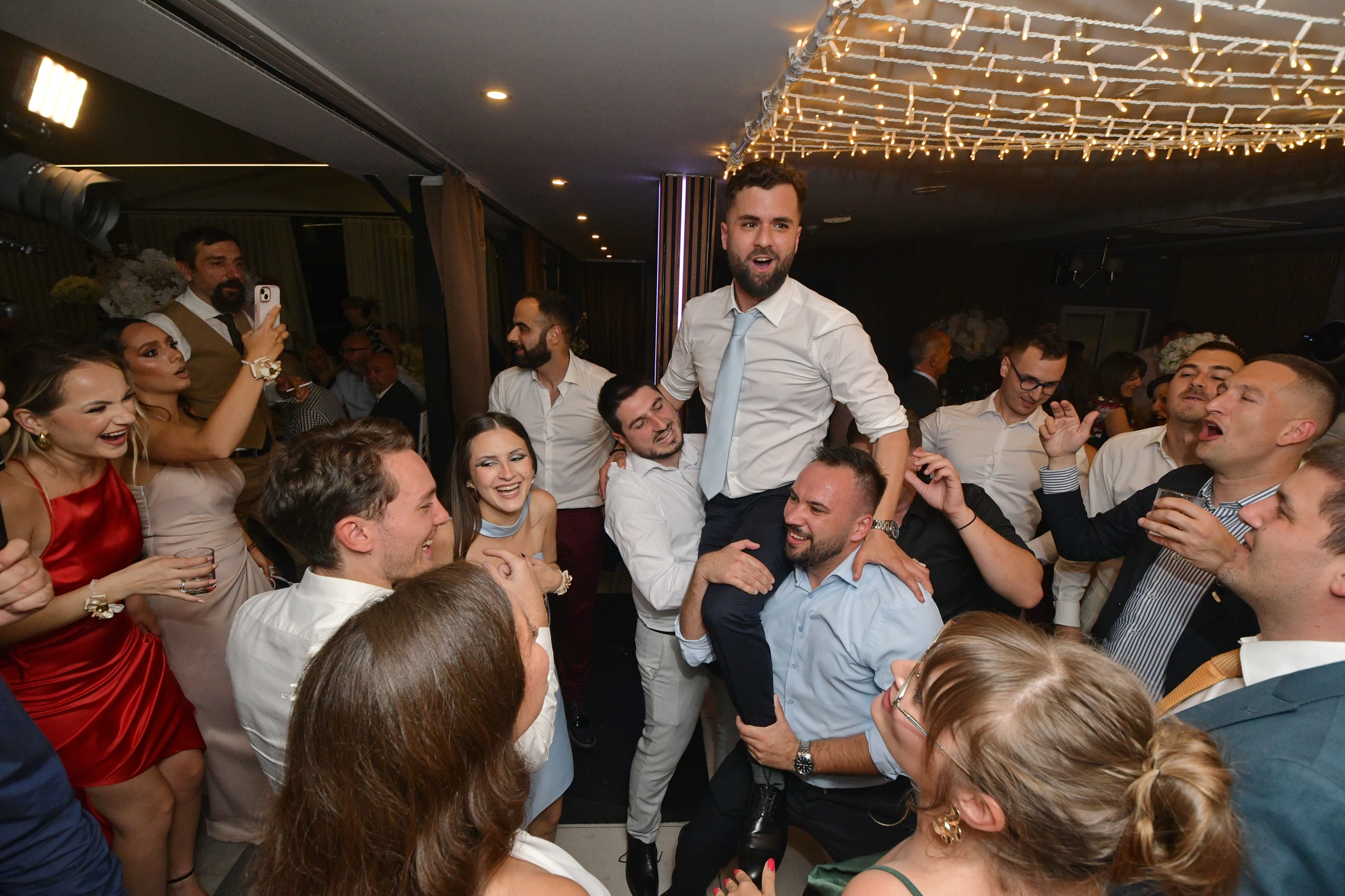 Groom celebrating