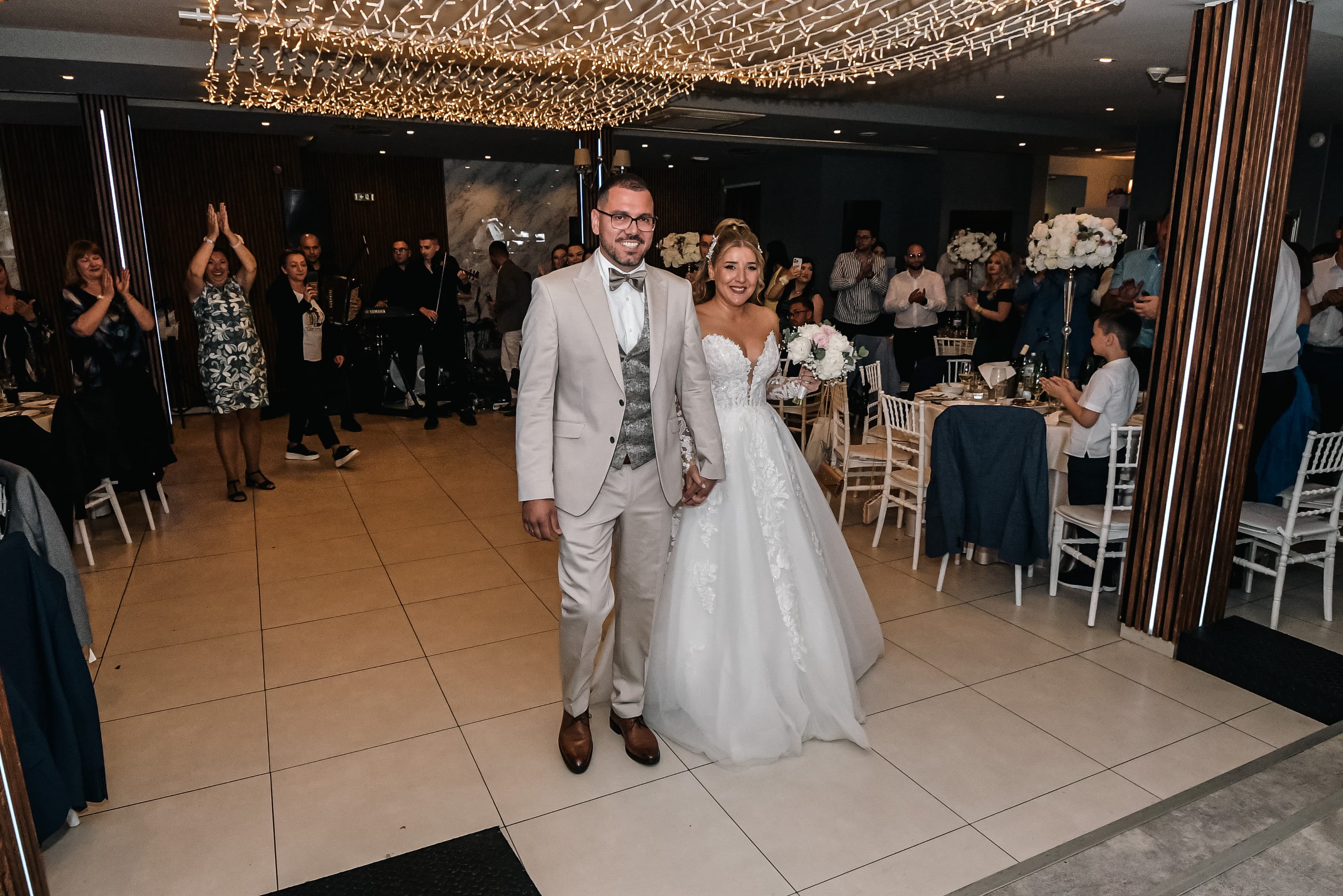 Groom and bride walking
